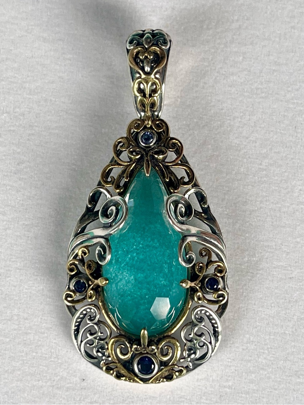Carolyn Pollack Relios 925 Silver Brass blue quartzite amethyst pendant - Picture 10 of 13